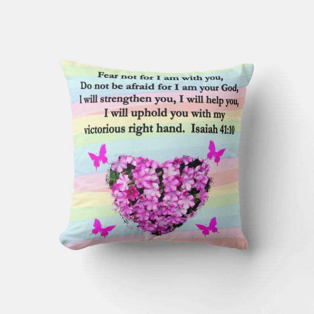 ALMOFADA BONITO PINK FLORAL ISAIAH 41:10 DESIGN (Frente)