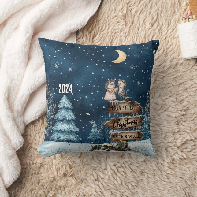 Almofada Bonito Primeiro Natal Casal Recém-Casados Montanha (Cobertor)