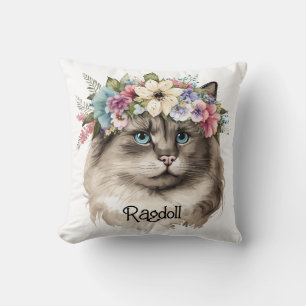 Almofada Bonito Ragdoll Cat Floral Personalizado