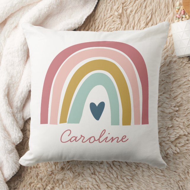 Almofada Bonito Rainbow Pink Blue Boho Name (Cobertor)