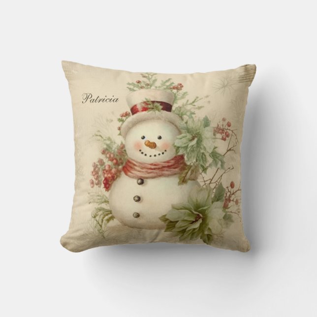 Almofada Bonito Retro Snowman Natal (Frente)