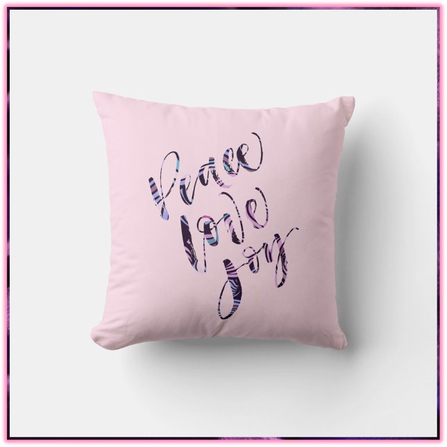Almofada Bonito Rosa Moderna Paz Amar Alegria (Criador carregado)