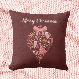 Almofada Bonito Vinho Champagne Rosa Feliz Natal Feliz
