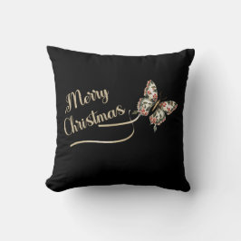 Almofada Bonito Vintage Feliz Ouro de Natal Borboleta