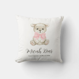 Almofada Bonito Watercolor Bear Urso Rosa Arco Recém-Presen