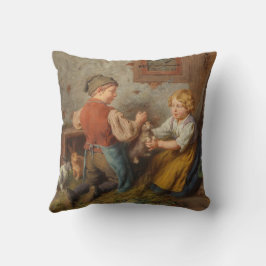 Almofada Bons Amigos (Jovens Brincando Com Coelho De Pet)