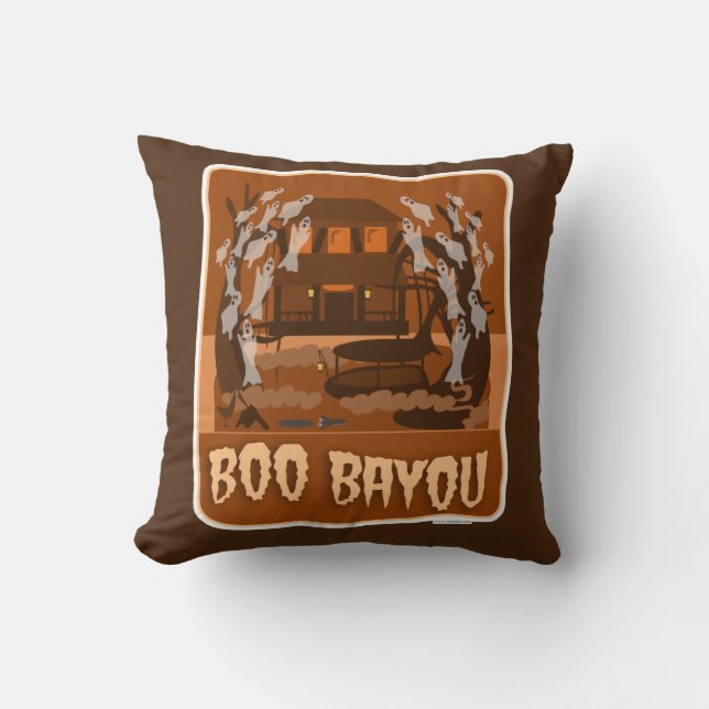 Almofada Boo Bayou Haunted Halloween Spooky Art (Frente)
