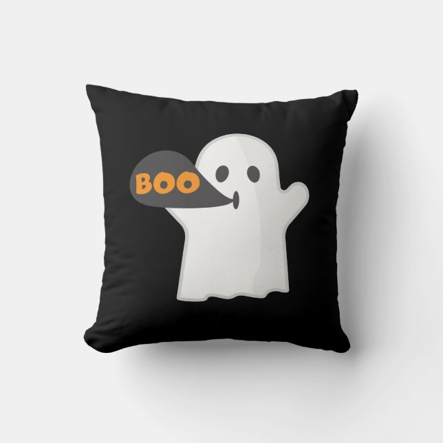 Almofada Boo Halloween - laranja e branco  (Frente)