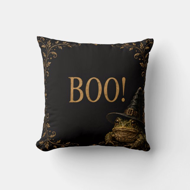 Almofada BOO! Sapo Bruxa Halloween (Frente)