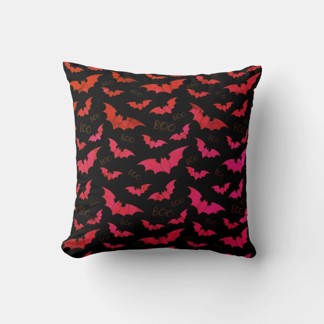 Almofada Boo Spooky Bats com fundo preto (Frente)