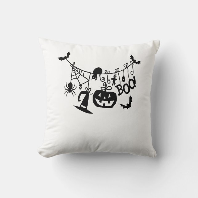 Almofada Boo Trick ou Treine Bats de Halloween, Pumpkins (Frente)