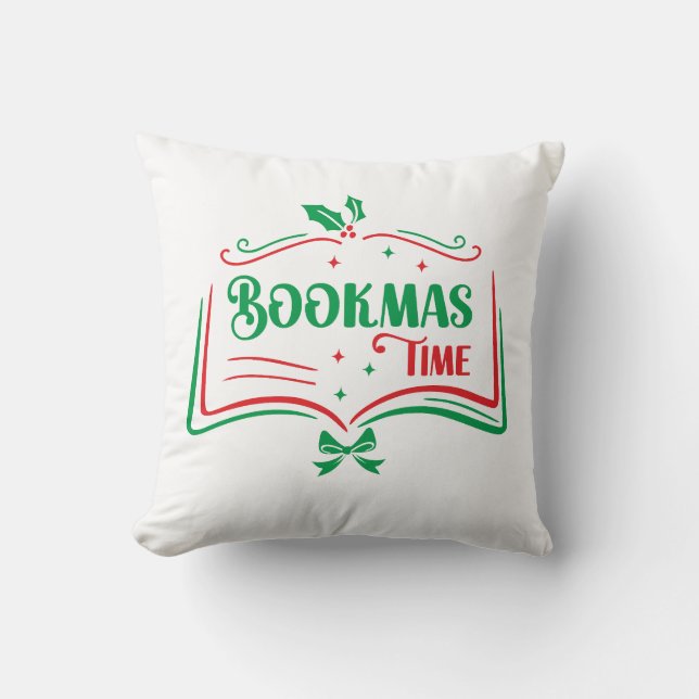 Almofada Bookmas Time Reading Book Lover Holiday Print Appa (Frente)