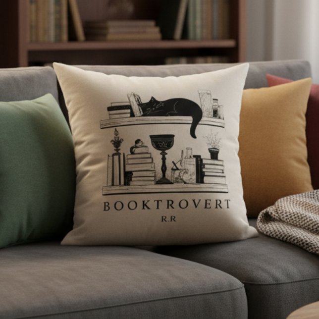 Almofada Booktrovert Book Lover's Monogrammed  (Criador carregado)