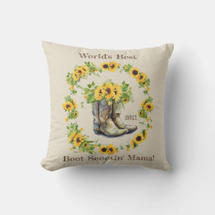 Almofada Boot Scootin' Mama Sunflower Dia de as mães