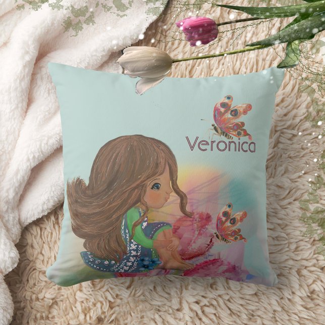 Almofada borboleta 5 (5th birthday girl butterfly throw pillow)