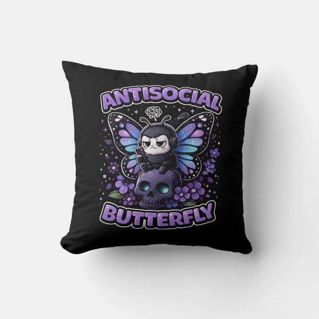 Almofada Borboleta Antissocial (Frente)