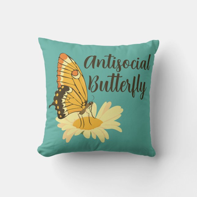 Almofada Borboleta antissocial apresenta estética tímida (Frente)