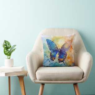Almofada Borboleta Aquarela - Travesseiro decorativo Artíst