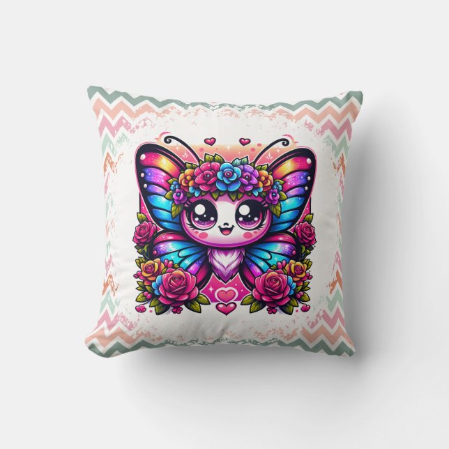 Almofada Borboleta Arco-Íris Mágica (Frente)