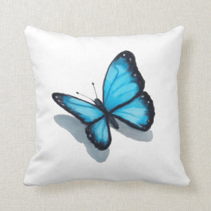 Almofada Borboleta azul, desenho de lápis da cor, arte do