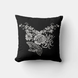 Almofada Borboleta Branca de Rosa Elegante Floral