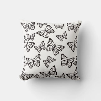Almofada Borboleta Brilhante Decoração Preta e Branca de La