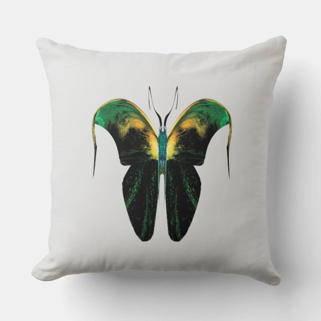 Almofada Borboleta Chama Esmeralda – Forma Surreal da Natur (Frente)