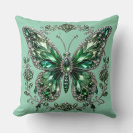 Almofada Borboleta de Cristal Verde | Moldura Floral