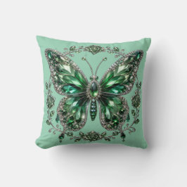 Almofada Borboleta de Cristal Verde | Moldura Floral
