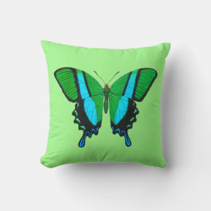 Almofada Borboleta de Swallowtail no verde, na turquesa &