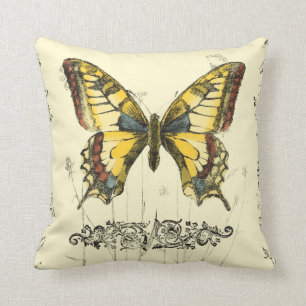 Almofada Borboleta Decorativa com Flores Selvagens