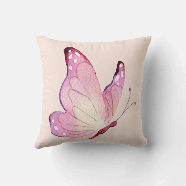 Almofada Borboleta Minimalista Rosa Moderna (Verso)
