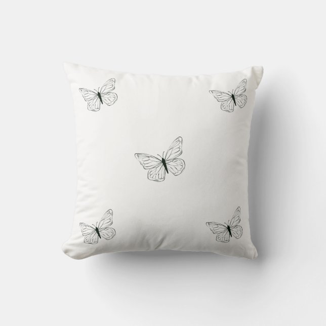 Almofada 🖼️ Borboleta Monocromática Elegância - Lança Quad (Frente)