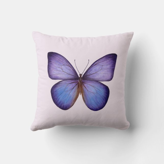 Almofada Borboleta Roxa em Aquarela Elegante (Verso)