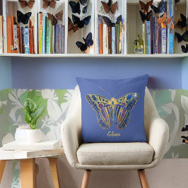 Almofada Borboleta Tonelada de Joias em Azul Puro