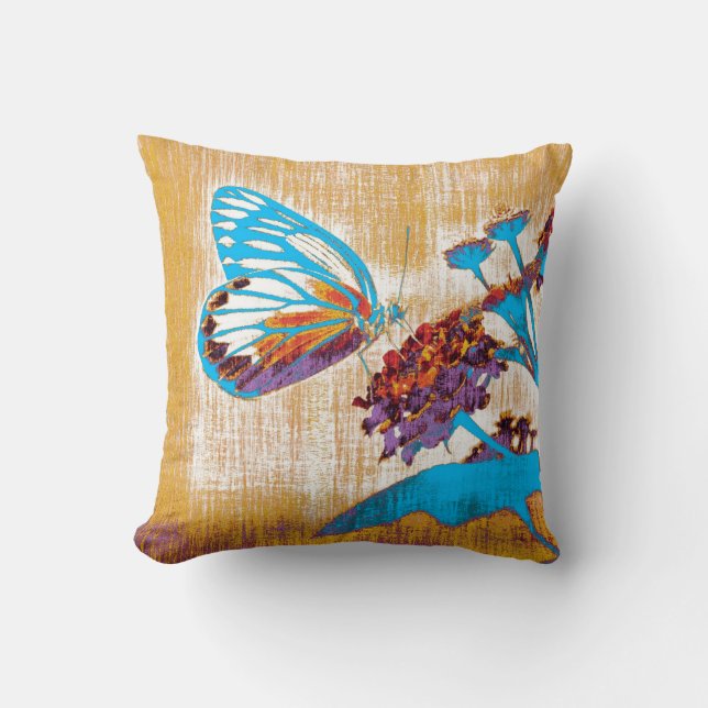 Almofada Borboleta Vintage em flor (Frente)