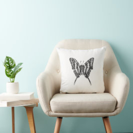 Almofada Borboleta Zebra Preto e Branco Desenho a Tinta
