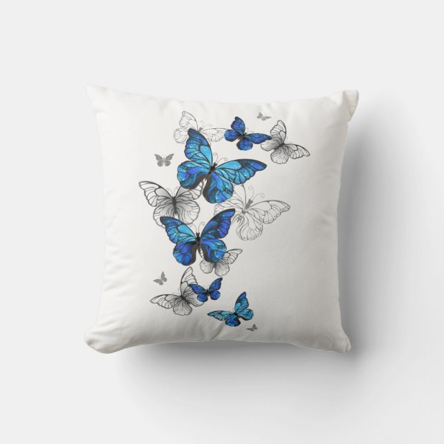 Almofada Borboletas Azuis Voadoras Morpho (Frente)