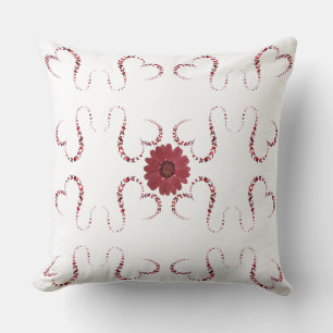 Almofada Borboletas Corações Vinculados Flor Vermelho, Rosa
