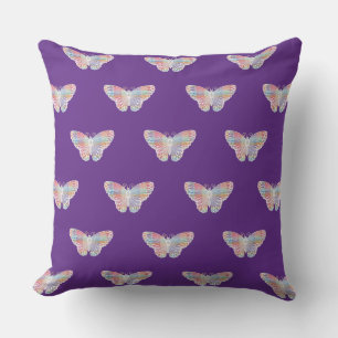 Almofada Borboletas de Aquarela Artística Roxo real
