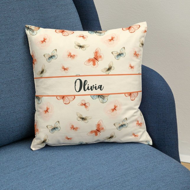Almofada Borboletas de Aquarela Minimalista (Criador carregado)