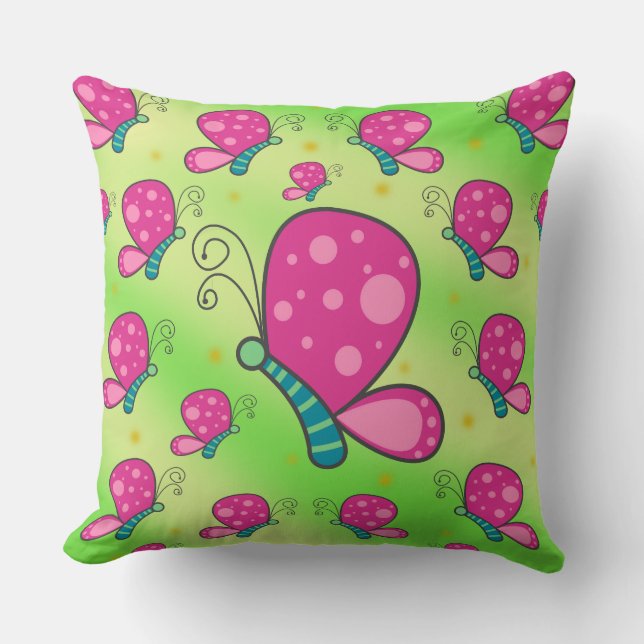 Almofada Borboletas de cor doce e de algodão (Frente)