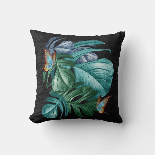 Almofada Borboletas de Paraíso/Turquesa Tropical Splash (Frente)