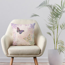 Almofada Borboletas Douradas, Rosa-Glama