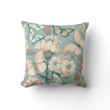 Borboletas e flores, decor verde-claro