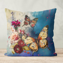 Almofada Borboletas e Travesseiro decorativo de flores