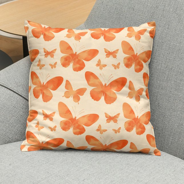 Almofada Borboletas Laranja Aquarela  (Criador carregado)