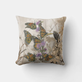 Almofada Borboletas Monarcas Mágicas Pintadas À Mão