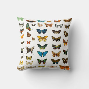 Almofada Borboletas Vintage Ilustração Travesseiro decorati