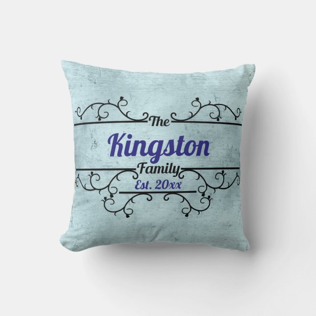 Almofada Borda das Vinhas Divididas Azul Personalizado (Frente)